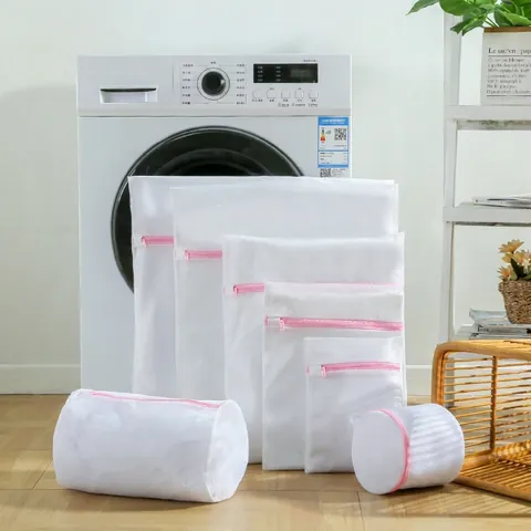 Polyester Mesh Laundry Bags With Zipper Protection Anti Deformation Wash Bags For Washing Machine Delicate Lingerie Bras