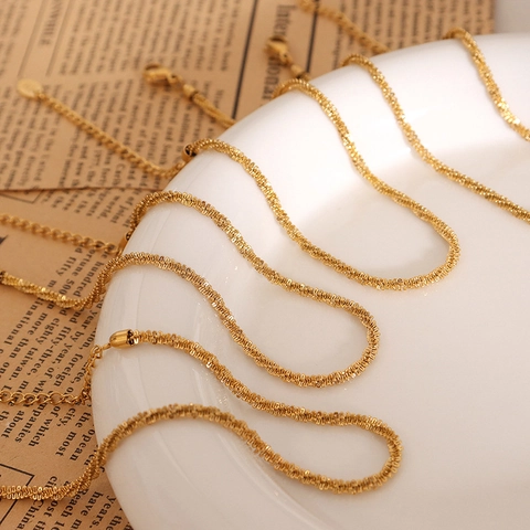 Twisted Rope Chain Anklet Titanium Steel Gold Plated Minimalist Korean Style Dainty Foot Jewelry For Women