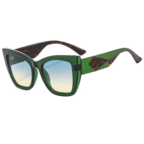 Gafas De Sol Cat Eye Mujeres Montura Mariposa PC Lentes Degradadas UV400 Retro Bloque De Color Geométrico Moda