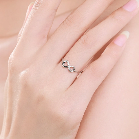 925 Sterling Silver Zirconia Adjustable Chain Ring For Women Minimalist Geometric Heart Star Flower Fashion Jewelry Finger Ring