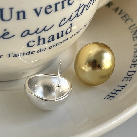 Minimalistische 925 Sterling Silber Halbkugel Ball Ohrstecker Matt Gebürstet Geometrischer Schmuck Für Damen