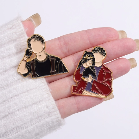 Minimalist Cartoon Figure Enamel Pin Brooch Zinc Alloy Character Badge For Backpack Clothing Decor Gift Unisex Jewelry