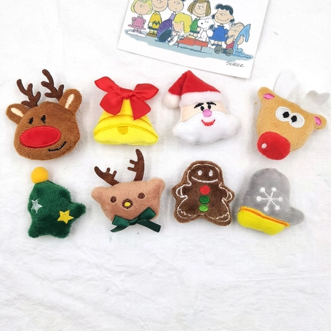 Broche De Noël En Peluche Épinglette Dessin Animé Père Noël Renne Broderie Douce Rembourrée Accessoire Décoratif Pour Vêtements