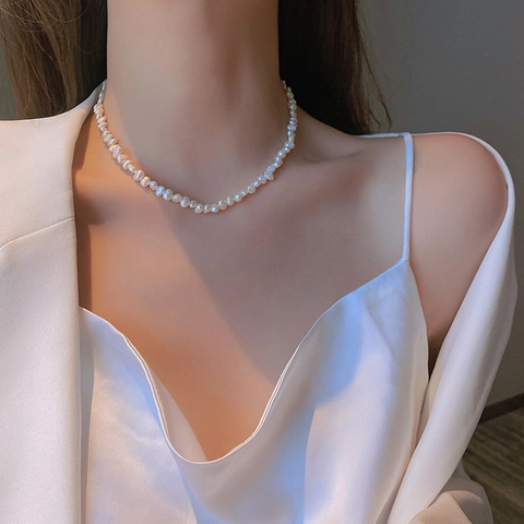 Baroque Freshwater Pearl Necklace Irregular Natural Beads Choker For Women Elegant Vintage Clavicle Chain Jewelry Accessory