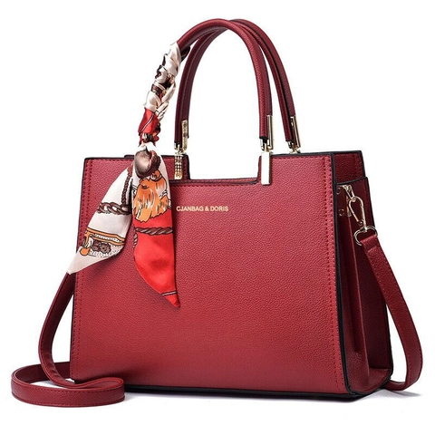 Bolso De Mano Para Mujer De Cuero PU Con Decoración De Pañuelo De Satén Elegante Bolso De Hombro Para Oficina Y Boda