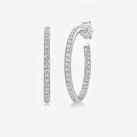 925 Sterling Silver Moissanite Hoop Earrings For Women Luxury Pave Moissanite Ribbon Design Elegant Daily Party Jewelry