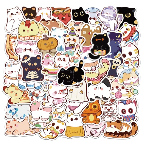 Simpatici Adesivi per Gatti in Cartone Animato Impermeabili PVC DIY Decalcomanie per Scrapbooking Borraccia Laptop Cover