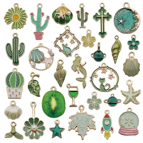 DIY Jewelry Alloy Drip Oil Enamel Charms Pendants Set Star Heart Animal Shape Handmade Bracelet Necklace Accessories