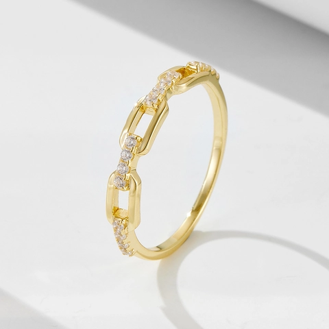 925 Sterlingsilber Kette Ring Mit Zirkonia Personalisiert Geometrisch Glied Finger Schmuck Gold Silber Plattiert Damen