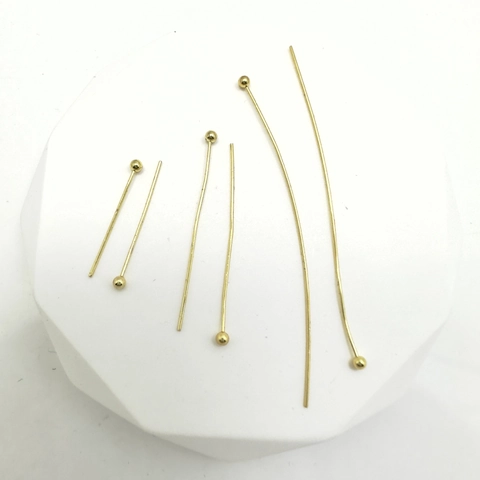 Copper Real Gold Plated Ball Head Pins DIY Jewelry Making Handmade Round Head Needle For Earring Necklace Findings Accessory