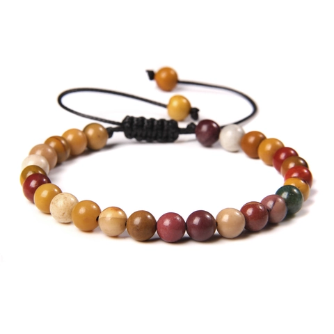 Handmade Natural Stone Agate Beaded Bracelet For Women Men Vintage Braided Adjustable Moss Agate Red Agate Jewelry Gift