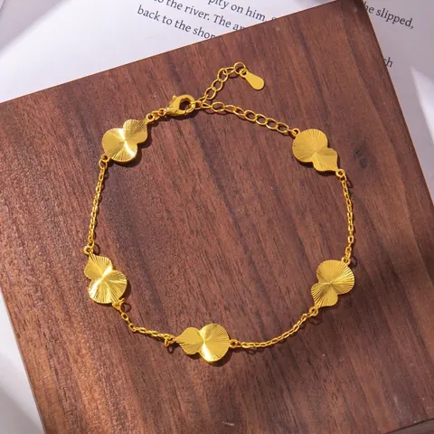 Pulsera de Cobre Chapado en Oro de Moda para Mujer Dijes de Trébol Mariposa Estrella Calabaza Corazón Pulsera Ajustable Joyería Elegante