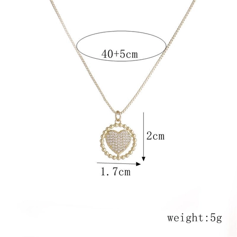 Collana Con Pendente A Cuore Rame Placcato Oro Zirconia Cubica Micro Pave Catena Box Gioielli Romantici Da Donna