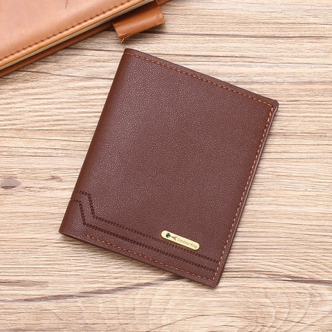 Men Bifold Wallet PU Leather Slim Short Card Holder With Photo Window Business Casual Multi Slot Purse For Male