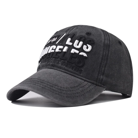 Cappello Da Baseball In Denim Di Cotone Lavato Con Ricamo Los Angeles Stile Vintage Distressed Berretto Da Sole Regolabile Unisex