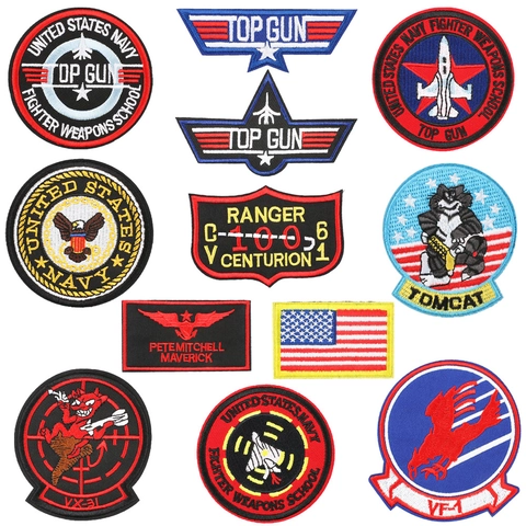 Taktische Kampfpilot Bestickte Patches Militär Luftfahrt Abzeichen Klettverschluss Aufbügeln Stoff Für Kleidung Jacken Taschen