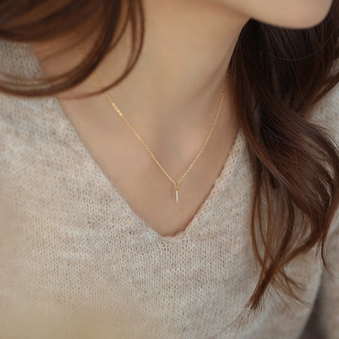 Geometric Vertical Bar Pendant Necklace With 925 Sterling Silver Micro Pave Zircon Rainbow Arc Minimalist Jewelry For Women