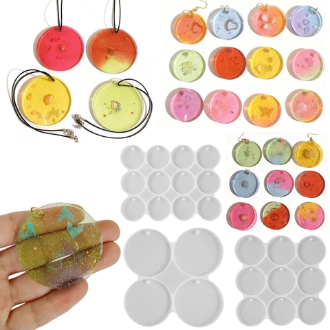 Round Silicone Mold For Resin Jewelry Making DIY Epoxy Casting Pendant Earring Hanging Tag Flexible Crafting Tool
