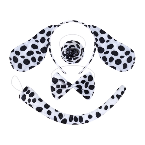 Orecchie Cane Dalmata Carlino Cerchietto Naso Coda Papillon Gonna Tutu Guanti Bambini Animale Gioco Di Ruolo Peluche Accessori