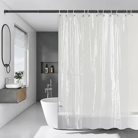 Cortina De Ducha Transparente PEVA Impermeable Resistente Al Moho Con Ojales De Acero Inoxidable E Imanes Moderno Minimalista