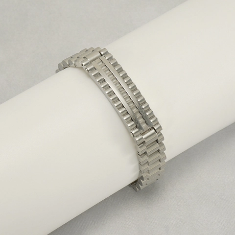 Pulsera De Hombre De Acero Inoxidable Estilo Correa De Reloj Chapado En Oro De 18K Cadena Pulida
