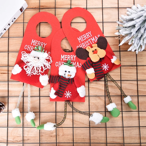 Decoración Colgante Pomo Puerta Navidad Tela No Tejida Fieltro 3D Papá Noel Muñeco Nieve Reno Adorno Festivo