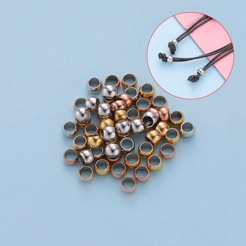 Cuentas Huecas Redondas De Acero Inoxidable Pulido Espejo DIY Fabricación De Joyas Espaciadores
