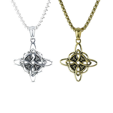 Collar Con Colgante De Nudo Celta Acero Inoxidable Estilo Vikingo Nórdico Joyería Retro Hip Hop Para Hombre