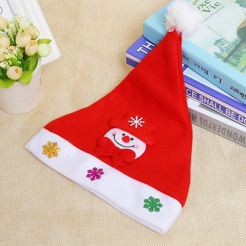 Cappelli Di Natale Per Bambini Feltro Non Tessuto 3D Babbo Natale Pupazzo Di Neve Renna Peluche Paillettes LED Luminoso