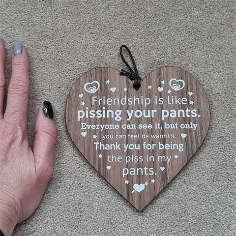 Placa De Madera En Forma De Corazón Adorno De Amistad Cita Humorística Colgante Decoración De Árbol De Navidad Espejo De Coche