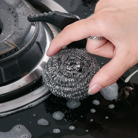 Spugnetta In Acciaio Inossidabile Sfera Per Pulizia Cucina Pentole Padelle Strumento Argento