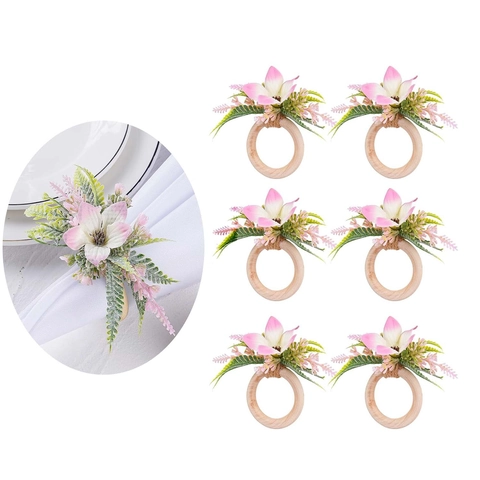 Artificial Flower Napkin Rings Elegant Handmade Rose Floral Holder For Wedding Banquet Hotel Dinner Table Decoration
