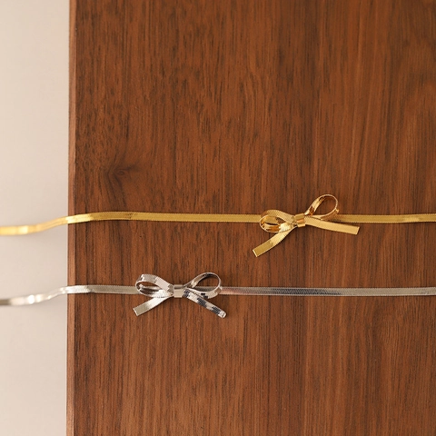 Collana Choker Con Fiocco Acciaio Al Titanio Placcato Oro PVD Catena A Serpente Minimalista Gioielli Eleganti Donna