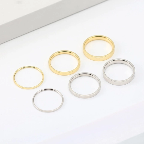 Minimalist 925 Sterling Silver Ring For Women Simple Plain Band Geometric Finger Ring Gold Silver High Polished Jewelry Gift