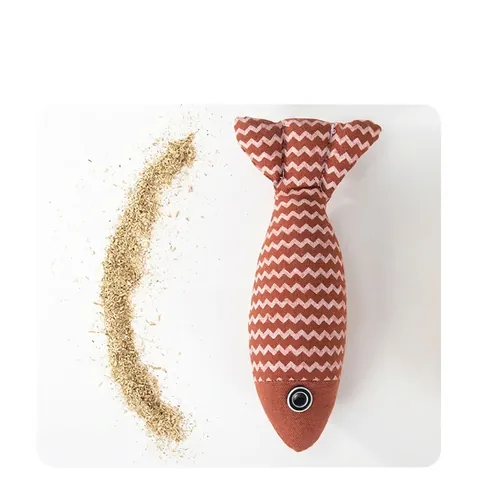 Pet Plush Toys Linen Fish Shape Catnip Teeth Cleaning Molar Interactive Chew For Cats Dogs Kitten Puppy