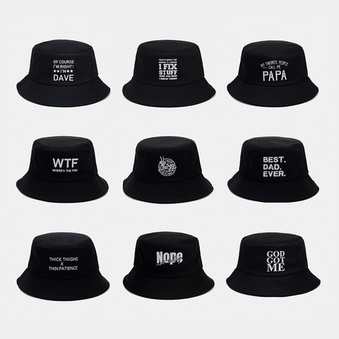 Chapeau Bob En Coton Unisexe Protection Solaire Extérieur Imprimé Lettres Drôles Été Pliable Respirant Casquette