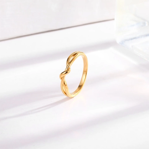 Minimalist Titanium Steel Endless Knot Ring For Women 18K Gold Plated Geometric Finger Ring Fashion Couple Jewelry Gift