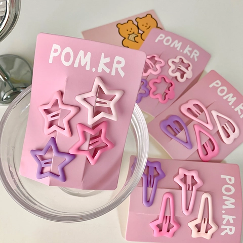 Kids Matte Metal BB Hair Clips Star Flower Butterfly Heart Sweet Korean Style Macaron Color Hairpins For Girls