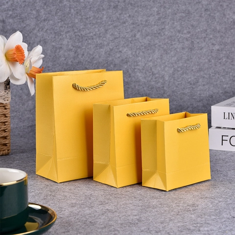 Mini Paper Gift Bags With Handles Textured Specialty Cardboard Jewelry Packaging Small Party Souvenir Handbag Colorful