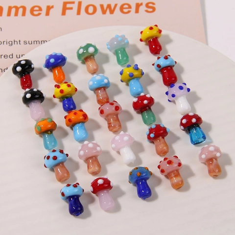Pilz Perlen Lampwork Glas Punktiert Süß Stereoskopisch DIY Für Schmuckherstellung Ohrringe Haarschmuck Bastelbedarf