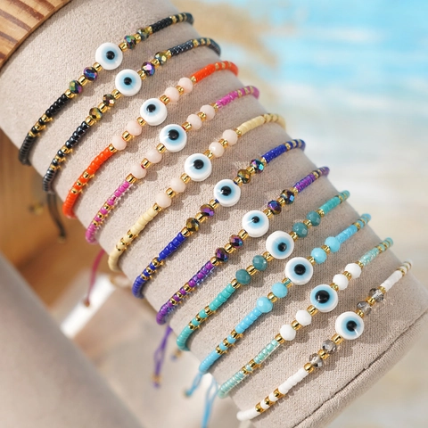 Bracciale Con Perline Malocchio Bohemia Per Donna Corda Intrecciata A Mano Bracciale Con Cordino Regolabile Gioielli Charm Etnico Spiaggia Estiva