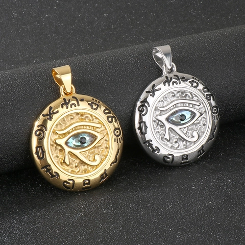 Eye Of Horus St. Michael Anhänger Halskette Edelstahl Muschel Zirkon Altgriechisches Amulett Retro Punk Schmuck Herren