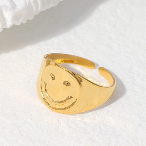 Anello Regolabile Minimalista Con Motivo Viso Felice In Acciaio Inossidabile Design Aperto Gioielli Per Uomo E Donna