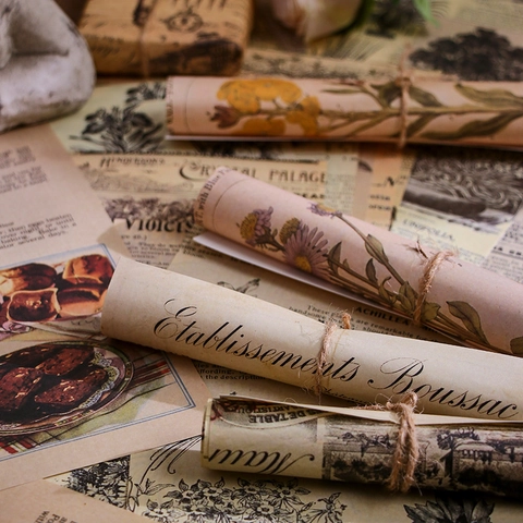 Vintage Scrapbooking Paper Decorative Material For DIY Journaling Planner Retro Botanical Astronomy Music Themes Lightweight Paper