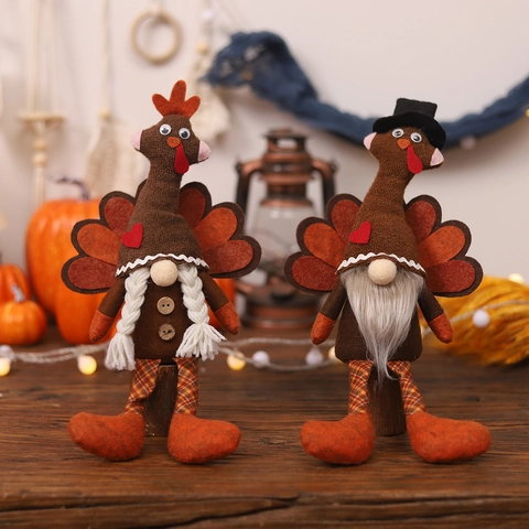 Gnome De Dinde De Thanksgiving Décoration En Peluche Fait À Main Fête Des Récoltes Automne Maison Ornement De Table