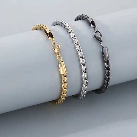 Pulsera De Cadena Trenzada De Acero Inoxidable Chapado Al Vacío Retención De Color Joyería De Moda Estilo INS Para Hombres Y Mujeres