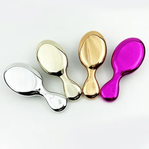Electroplated Gradient Air Cushion Hair Brush Scalp Massage Detangling Comb Portable Travel Metallic Finish Hairbrush