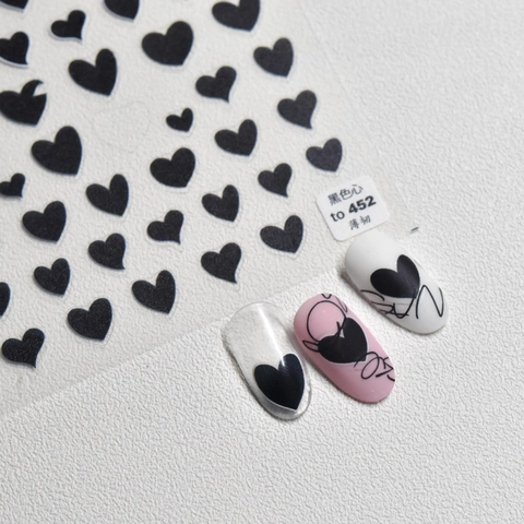 Pegatinas Para Uñas De Corazón Negro Ultrafinas Autoadhesivas Estilo Japonés Decoración De Manicura DIY Para Mujeres