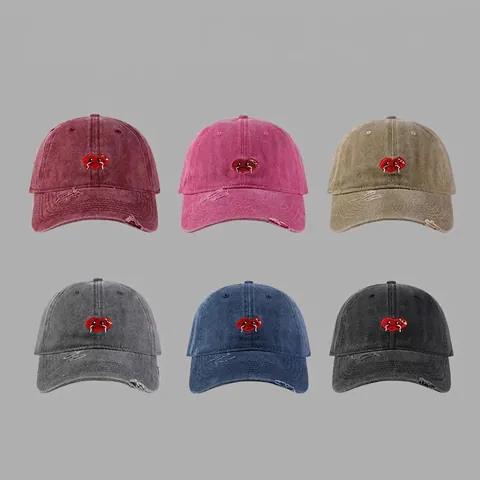 Washed Cotton Baseball Cap Distressed Crying Heart Bestickt Vintage Sonnenhut Verstellbar Streetwear Für Herren Damen
