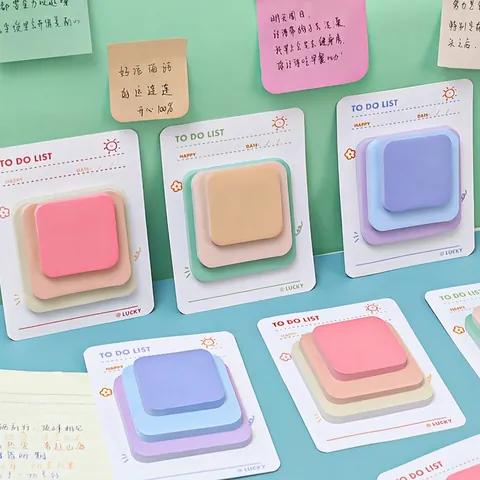 Aesthetic Stackable Sticky Notes Morandi Gradient Self Adhesive Memo Pads With To Do List Backing For Office Student School Stationery